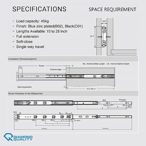 Drawer Slides SUPER-RAIL Ball Bearing-490