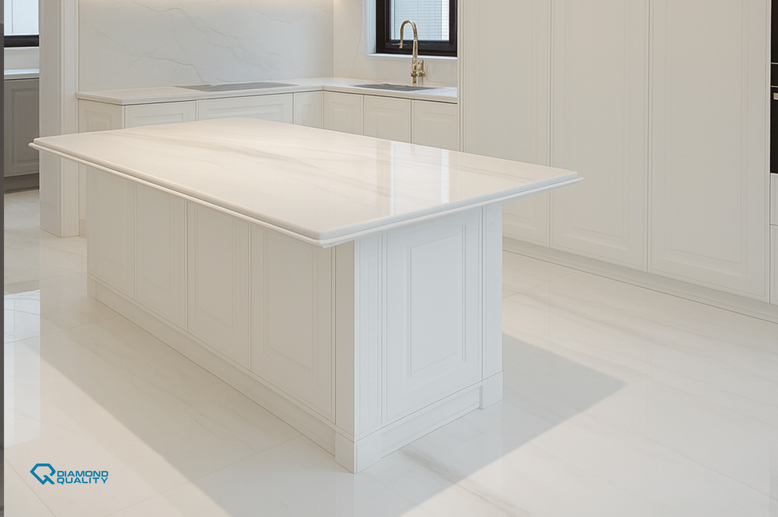 Central kitchen island paired with sculptural pendant lighting for timeless elegance.