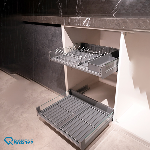 dual pull-out dish rack