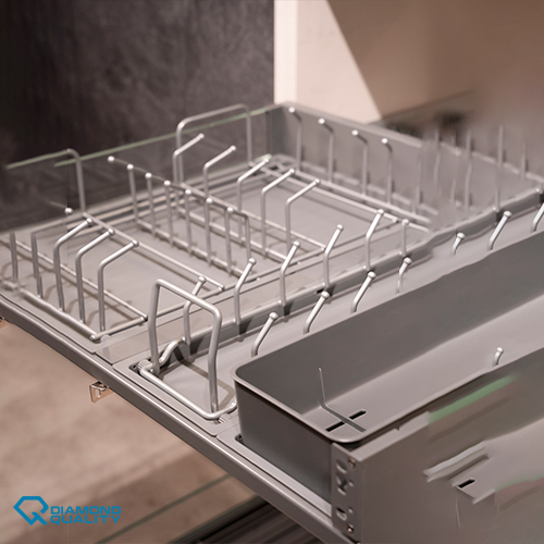dual pull-out dish rack