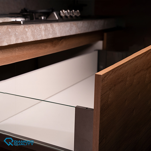 glass-sided kitchen drawer