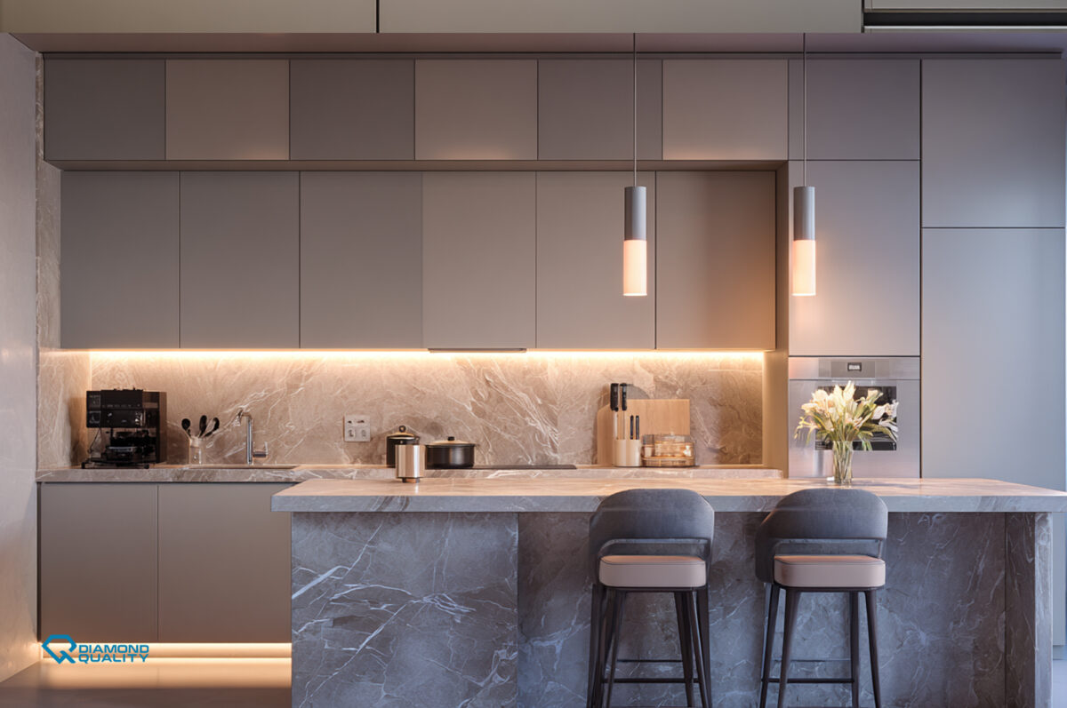 Small apartment kitchen interior Dubai