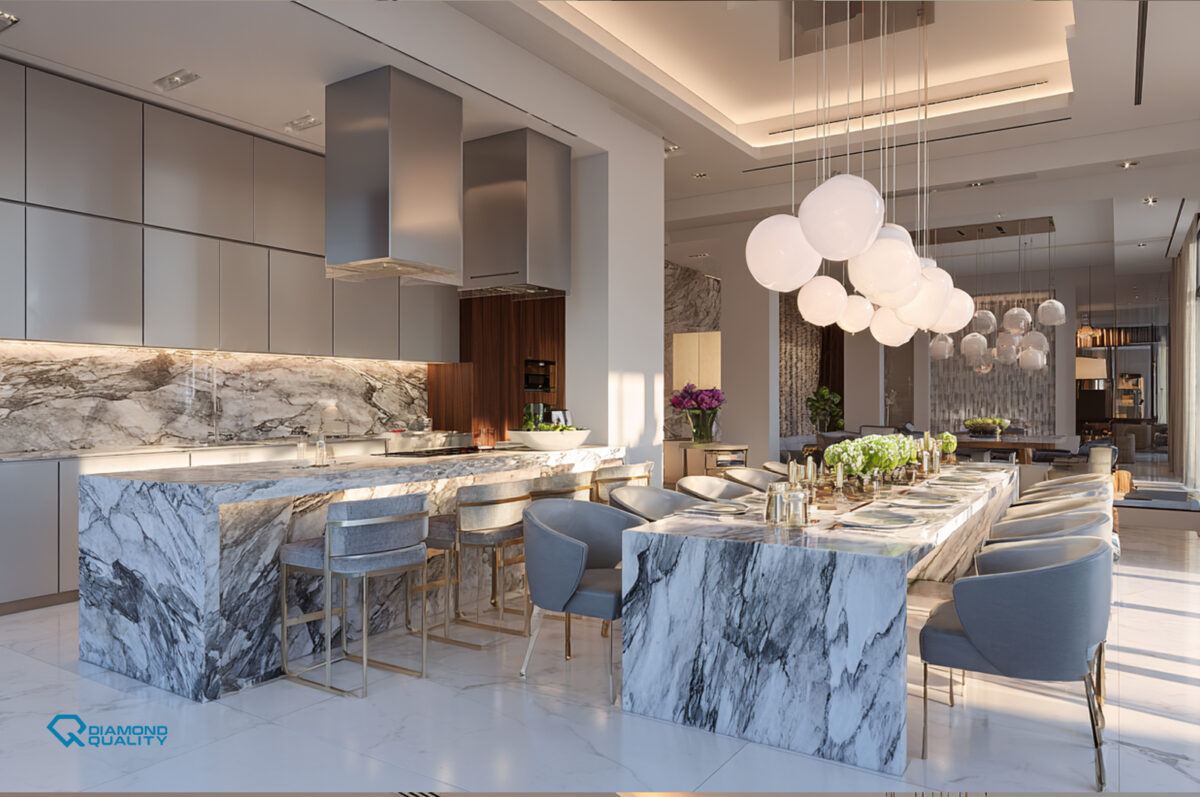 Villa kitchen interior Palm Jumeirah Dubai
