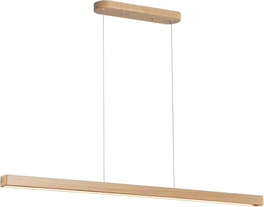 YISDESIGN 51" 36W Wood LED Linear Pendant Light Fixture Led Dining ...